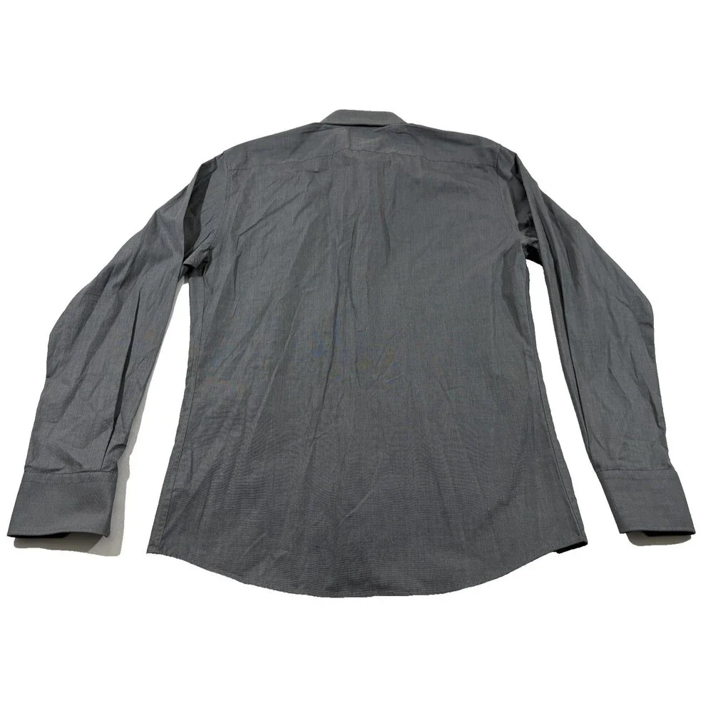 Gucci Mens Gray Shirt Long Sleeve Cotton Sharkfin Button Dress Sz 15.5 ITALY